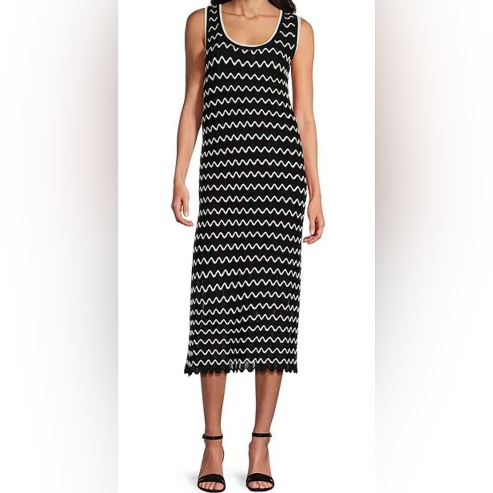 Ming Wang knit lined mid length sleeveless dress
